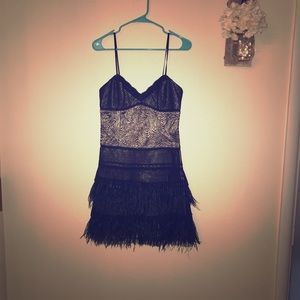 Lace and feather BCBG cocktail dress size 4